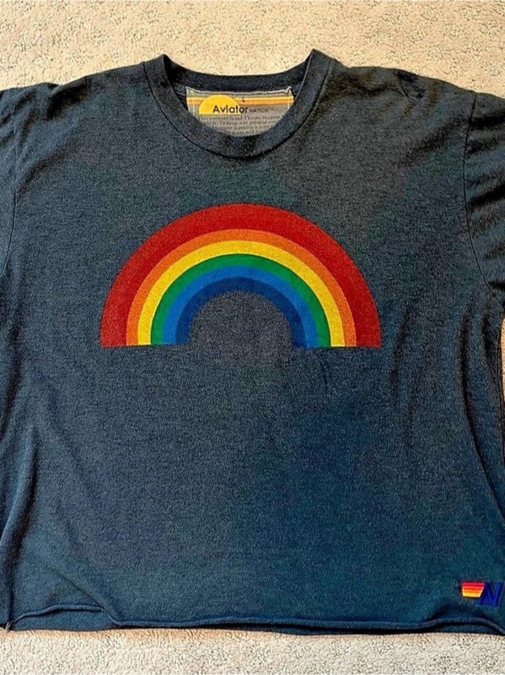 Aviator Nation Rainbow Boyfriend Tee, Large